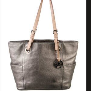 Michael Kors Metallic Gray Tote / Shoulder Bag